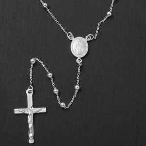 Sterling Silver 925 Adjust Rosary Bead Necklace